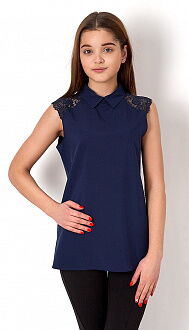 Блузка с коротким рукавом для девочки Mevis синяя 2711-02 - цена