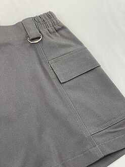 Коттоновая юбка-карго для девочки Mevis серая графит 4957-03 - размеры