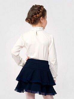 Блузка трикотажная с кружевом для девочки SMIL молочная 114762 - размеры