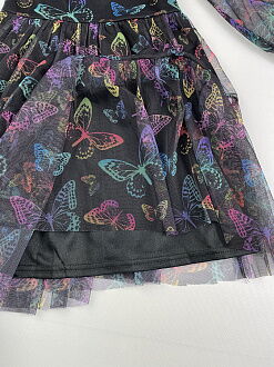 Нарядное платье для девочки Mevis Бабочки черное 4064-02 - картинка