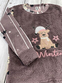 Зимняя пижама для девочки SNC какао 20294 - картинка