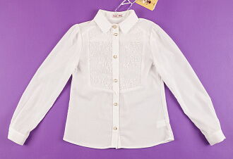 Блузка школьная с кружевом SUZIE Чарли молочная БЛ-22709 - купить