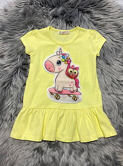 Трикотажное платье для девочки Barmy Единорог с совой желтое 0161 - цена