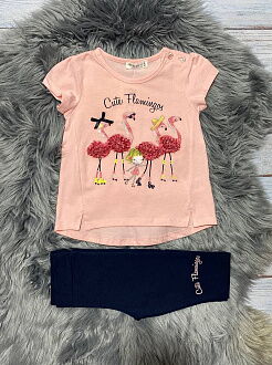 Комплект футболка и бриджи для девочки Breeze Cute Flamingos персиковый 13490 - фотография