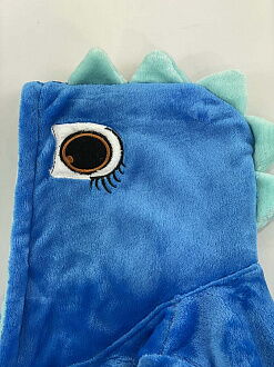 Теплый халат вельсофт детский Фламинго Дино синий электрик 714-909 - фотография