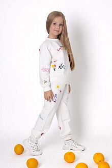 Стильный костюм для девочки Mevis Happy Weekend белый 4855-01 - цена