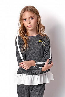 Кофта-обманка для девочки Mevis серая 3345-01 - цена