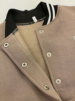 Теплый бомбер оверсайз для девочки бежевый 0709 - фотография