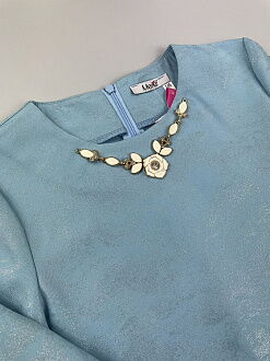 Нарядное платье для девочки Mevis голубое 2556-02 - размеры