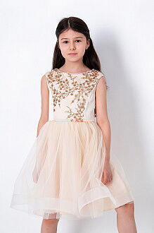 Нарядное платье для девочки Mevis кремовое 3412-02 - цена