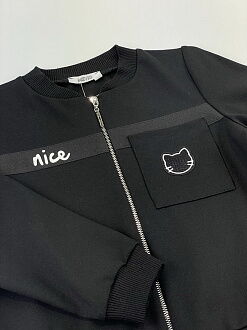 Бомбер для девочки Mevis черный 4105-02 - размеры