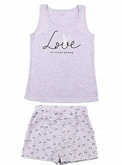 Летняя пижама для девочки Фламинго Love серая 242-121 - цена