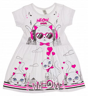 Лёгкое летнее платье для девочки MEOW белое 130 - цена