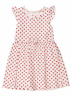 Платье для девочки Breeze белое в красный горошек 11147 - цена