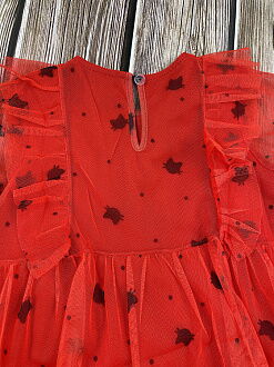 Нарядное платье для девочки Mevis красное 4071-02 - фото