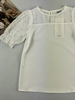 Нарядная блузка для девочки Mevis молочная 4739-01 - фотография