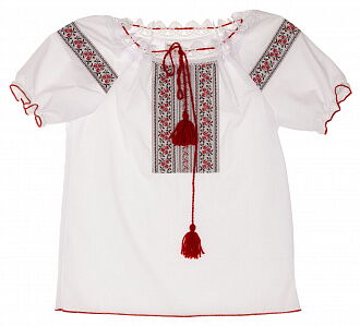 Вышиванка с коротким рукавом для девочки Jula kids белая 190634 - цена