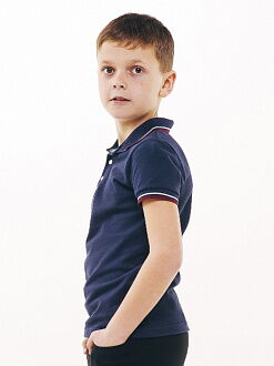 Поло с коротким рукавом для мальчика SMIL темно-синее 114659/114660/114661 - фото