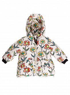 Куртка зимняя для девочки Одягайко Цветы белая 20133 - цена