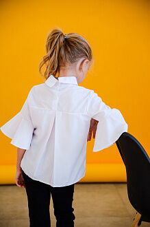 Нарядная школьная блузка для девочки белая 1308 - фотография