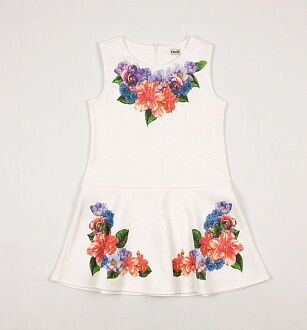Платье для девочки Mevis Цветы молочное 1430-01 - фото