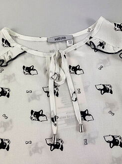 Школьная блузка для девочки Mevis Собачки белая 4744-02 - фото