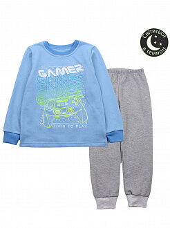 Утепленная пижама для мальчика Фламинго Gamer голубая 329-312 - цена