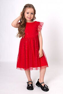 Нарядное платье для девочки Mevis Конфетти красное 5048-04 - цена