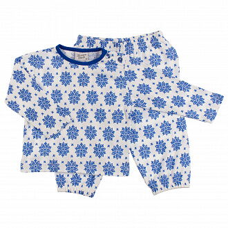 Пижама детская Breeze белая с синими цветами 8382 - цена