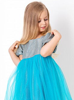 Нарядное платье для девочки Mevis голубое 4043-03 - фото