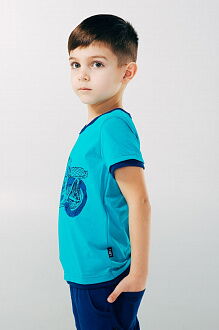 Футболка для мальчика SMIL Мечтатели бирюзовая 110490 - размеры