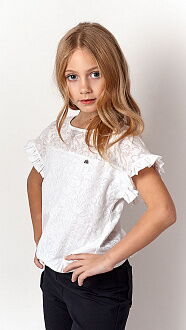 Блузка с коротким рукавом для девочки Mevis молочная 3289-02 - цена