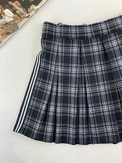 Юбка для девочки Mevis Клетка синяя 3843-02 - фотография