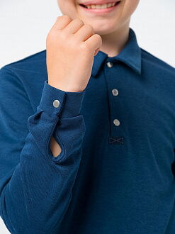 Футболка-поло с длинным рукавом для мальчика SMIL темный джинс 114717 - размеры
