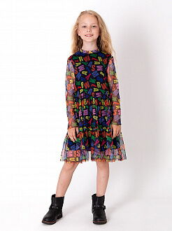 Нарядное платье для девочки Mevis Letters черное 4061-01 - цена