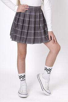 Школьная юбка в клетку Mevis серая 5217-03 - цена