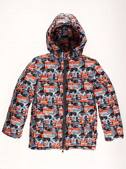 Куртка зимняя для мальчика Одягайко Абстракт оранжевая 20093 - цена