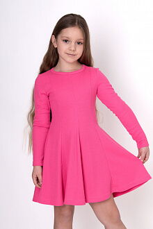 Платье в рубчик для девочки Mevis розовый неон 4934-01 - фото