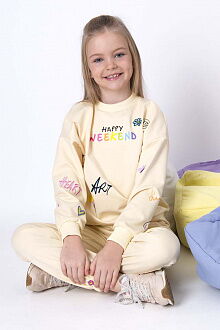 Стильный костюм для девочки Mevis Happy Weekend желтый 4855-03 - фото