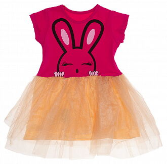 Платье для девочки Зайка малиновое с персиковым 001 - цена