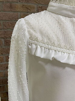 Блузка со стойкой Mevis молочная 2686-01 - Украина