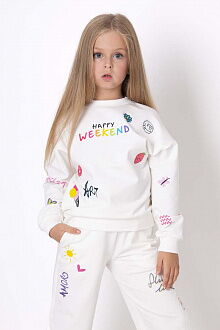 Стильный костюм для девочки Mevis Happy Weekend белый 4855-01 - размеры