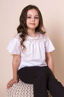 Блузка для девочки Mevis белая 5101-02 - фото