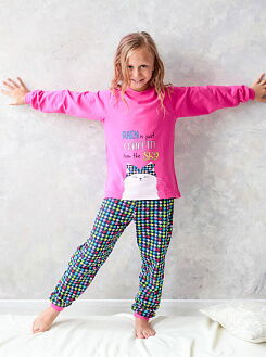 Утепленная пижама для девочки GABBI розовая 11883 - цена