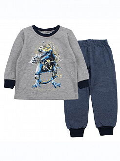 Пижама утепленная для мальчика Фламинго Динозавр серая 329-312 - цена