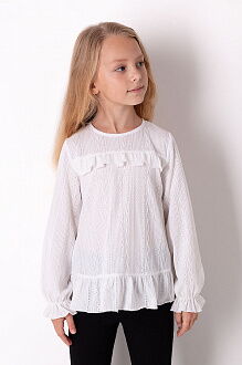 Трикотажная блузка для девочки Mevis молочная 3678-02 - цена