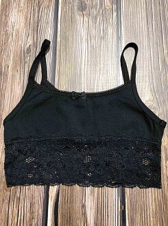 Топ с широким кружевом для девочки BAYKAR черный 4940 - фото