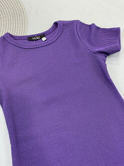 Летнее платье в рубчик для девочки Mevis фиолетовое 4933-01 - фотография