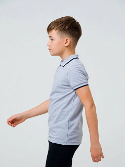 Футболка-поло с коротким рукавом для мальчика SMIL серый меланж 114730/114731 - размеры