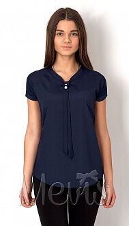 Блузка с коротким рукавом для девочки Mevis синяя 2669-01 - цена